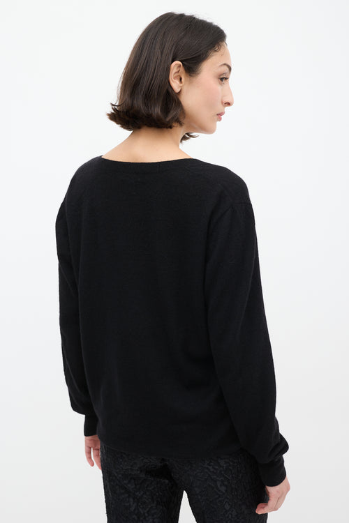 Dries Van Noten Black Cashmere 
Silk V-Neck Sweater