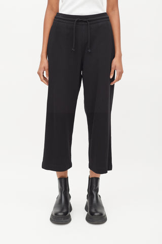 Dries Van Noten Black Cotton Wide Leg Lounge Pant