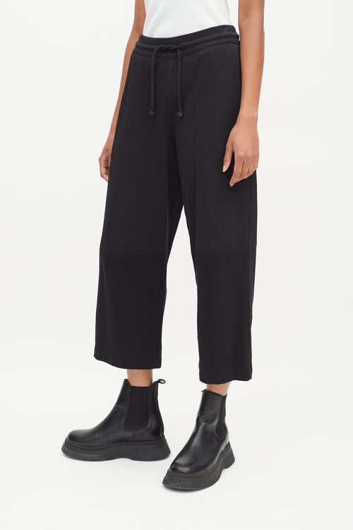 Dries Van Noten Black Cotton Wide Leg Lounge Pant