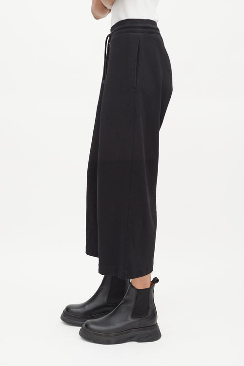 Dries Van Noten Black Cotton Wide Leg Lounge Pant