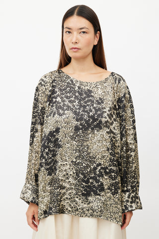 Dries Van Noten Black 
Cream Floral Top