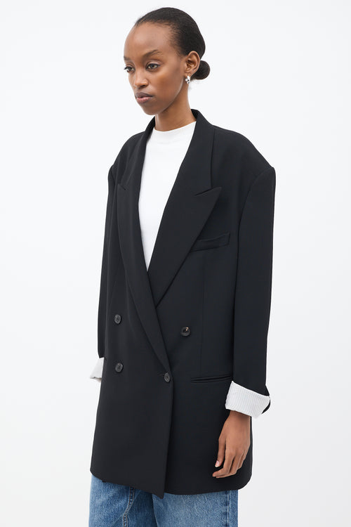 Dries Van Noten Black Double Breasted Oversized  Blazer