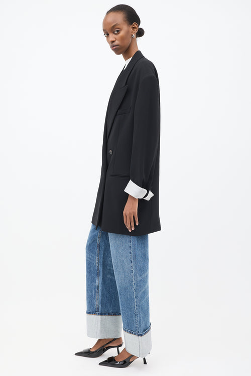 Dries Van Noten Black Double Breasted Oversized  Blazer