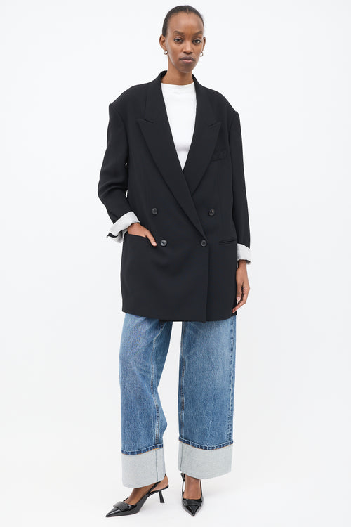 Dries Van Noten Black Double Breasted Oversized  Blazer