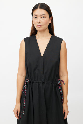 Dries Van Noten Black Drawstring Maxi Dress