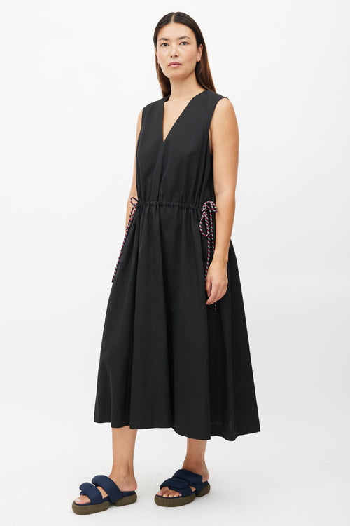 Dries Van Noten Black Drawstring Maxi Dress