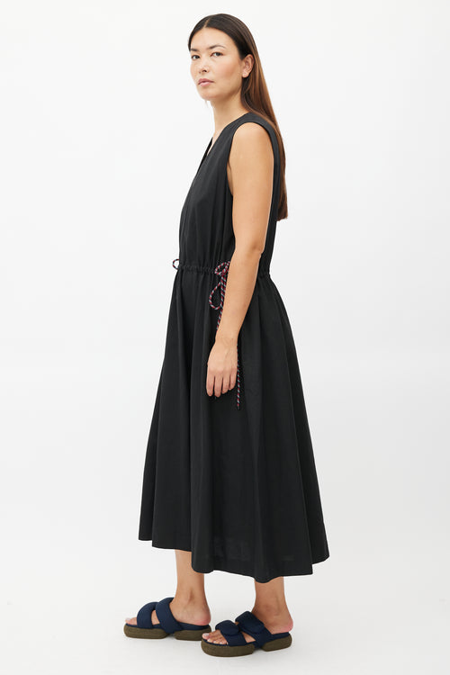 Dries Van Noten Black Drawstring Maxi Dress