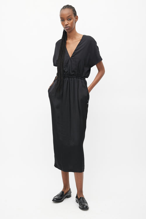 Dries Van Noten Black Drawstring Waist Midi Dress