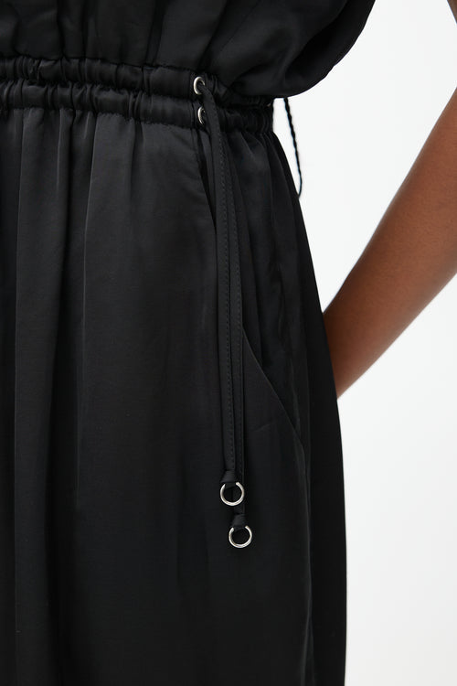 Dries Van Noten Black Drawstring Waist Midi Dress