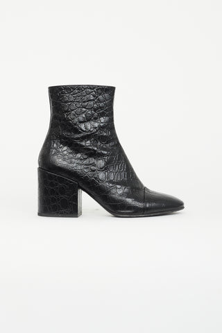 Dries Van Noten Black Embossed Ankle Boot