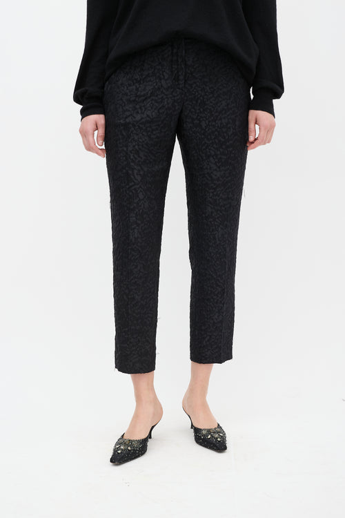 Dries Van Noten Black Embroidered Cropped Trouser