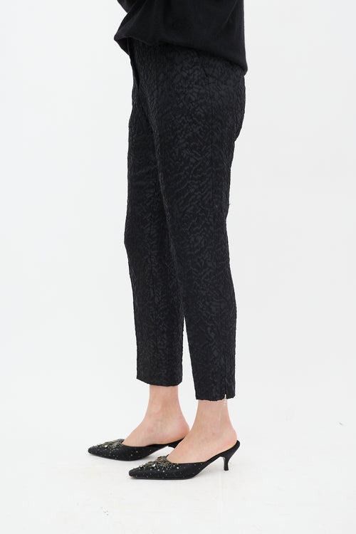 Dries Van Noten Black Embroidered Cropped Trouser