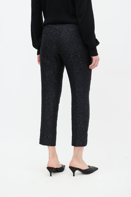 Dries Van Noten Black Embroidered Cropped Trouser