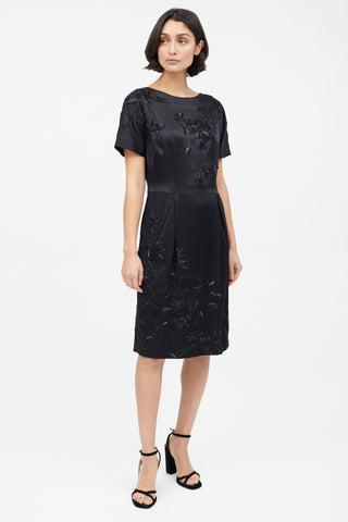 Dries Van Noten Black Embroidered Floral Dress