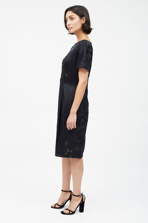 Dries Van Noten Black Embroidered Floral Dress