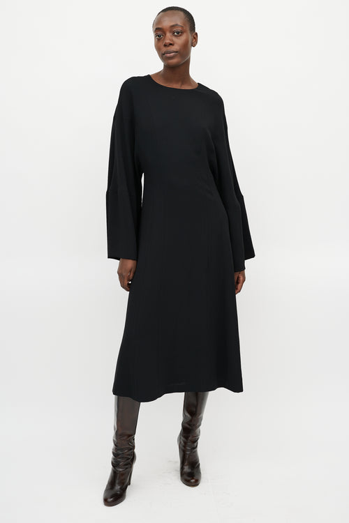 Dries Van Noten Black Flared Maxi Dress