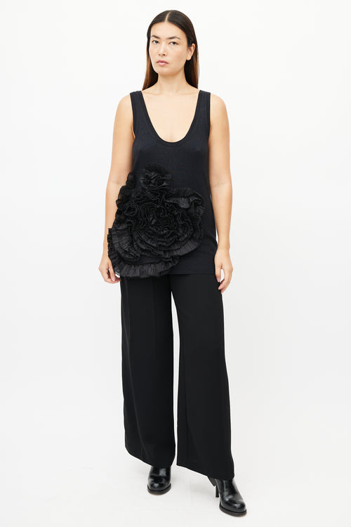 Dries Van Noten Black Floral Knit Cashmere Top