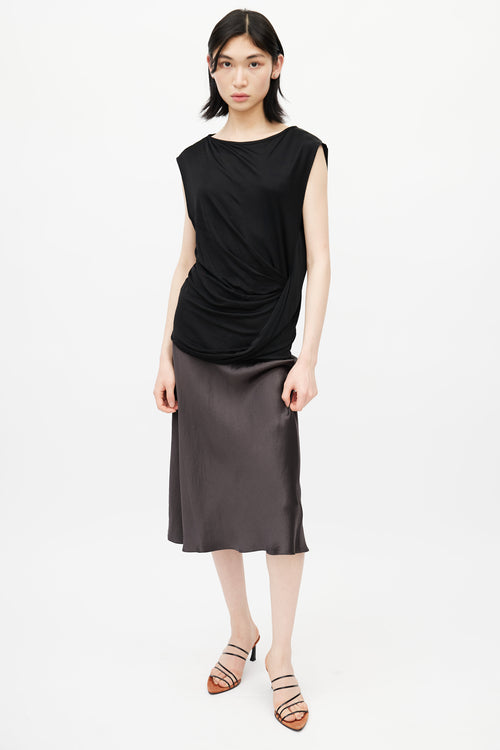 Dries Van Noten Black Gathered Sleeveless Top