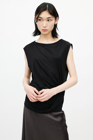 Dries Van Noten Black Gathered Sleeveless Top