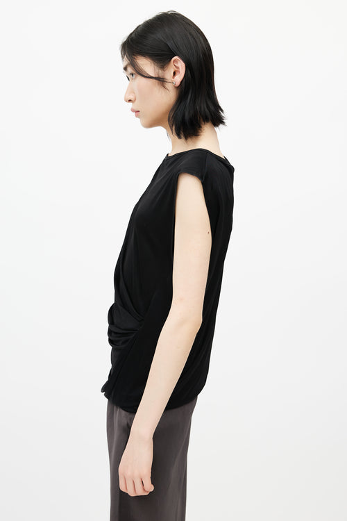 Dries Van Noten Black Gathered Sleeveless Top