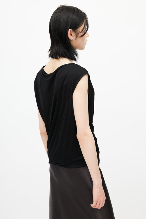 Dries Van Noten Black Gathered Sleeveless Top