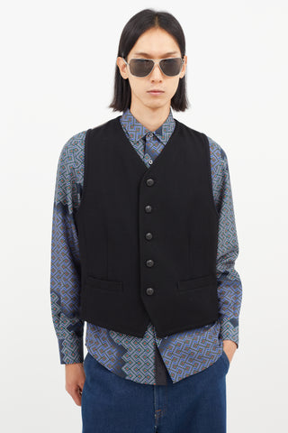 Dries Van Noten Black 
Grey Wool Striped Vest