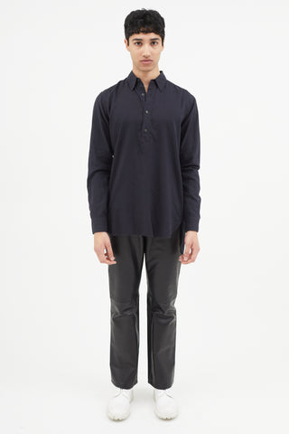 Dries Van Noten Black Half Buttoned Shirt