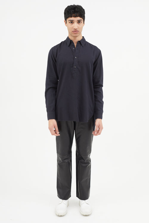 Dries Van Noten Black Half Buttoned Shirt