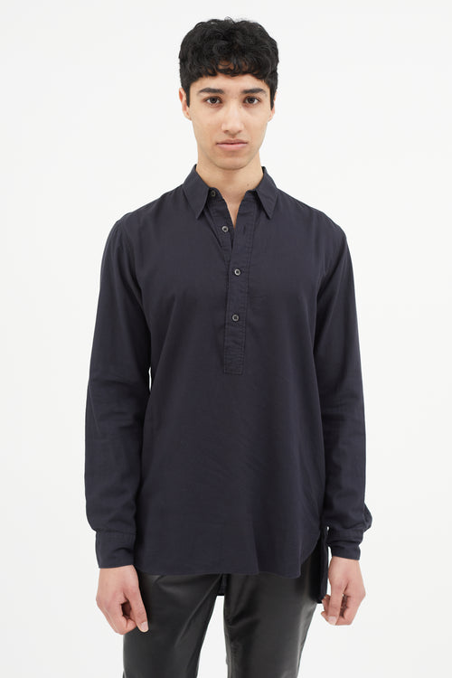 Dries Van Noten Black Half Buttoned Shirt