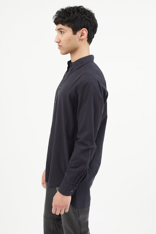 Dries Van Noten Black Half Buttoned Shirt