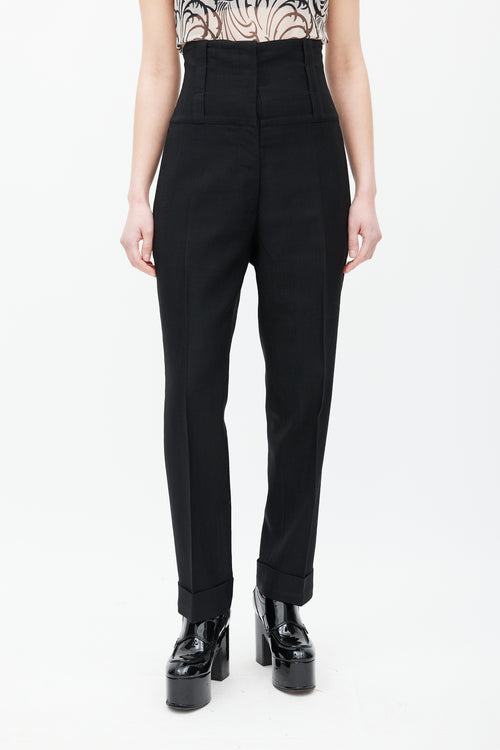 Dries Van Noten Black Wool High Waist Trouser