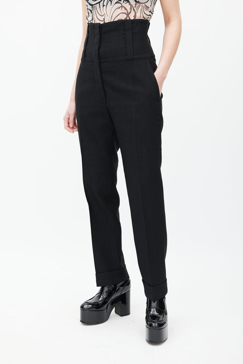 Dries Van Noten Black Wool High Waist Trouser