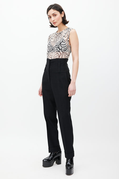 Dries Van Noten Black Wool High Waist Trouser