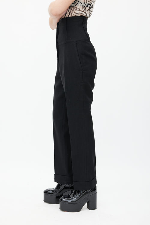 Dries Van Noten Black Wool High Waist Trouser