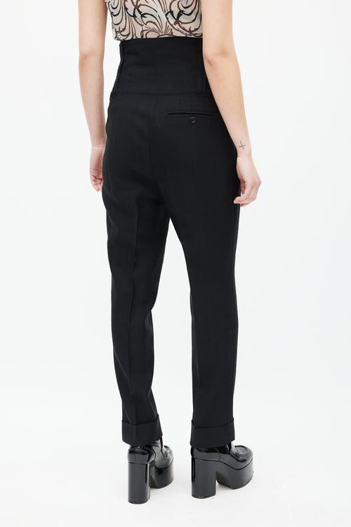 Dries Van Noten Black Wool High Waist Trouser