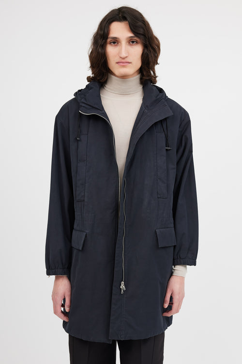 Dries Van Noten Navy Hooded Mid Length Jacket