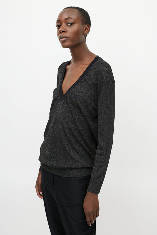 Dries Van Noten Black Knit Glitter Sweater