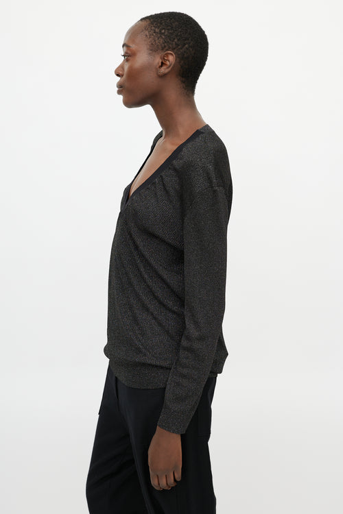 Dries Van Noten Black Knit Glitter Sweater