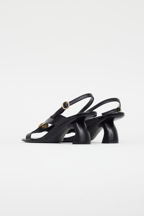 Dries-Van-Noten-Black-Leather-Gold-Circle-Sandal