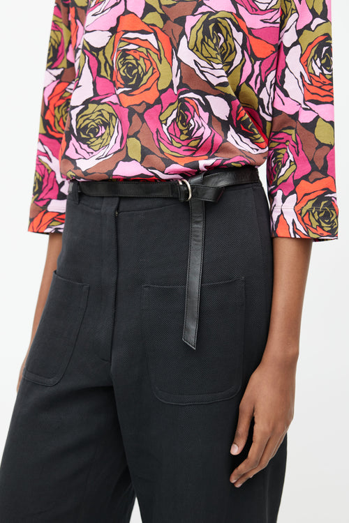 Dries Van Noten Black Linen Wide Leg Belted Trouser