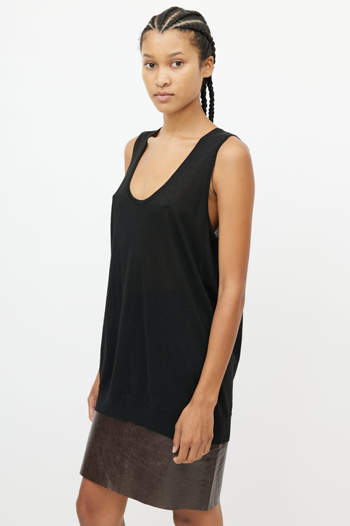 Dries Van Noten Black Metallic Knit Tank