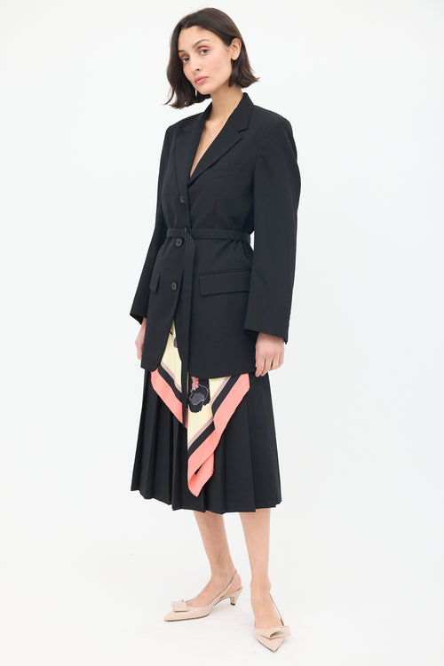 Dries Van Noten Black 
Multi Viard Scarf Belted Blazer