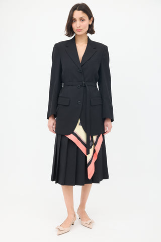 Dries Van Noten Black 
Multi Viard Scarf Belted Blazer