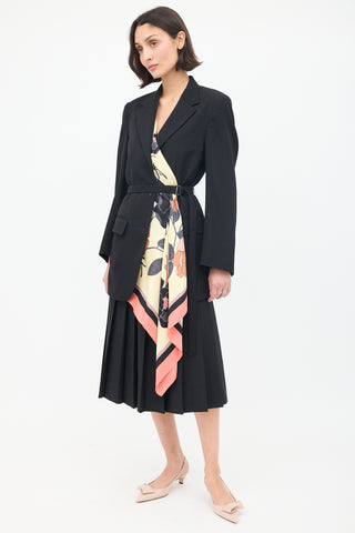 Dries Van Noten Black 
Multi Viard Scarf Belted Blazer