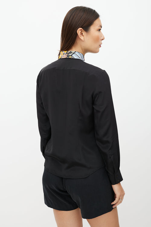 Dries Van Noten Black 
Multicolour Embroider Collar Shirt