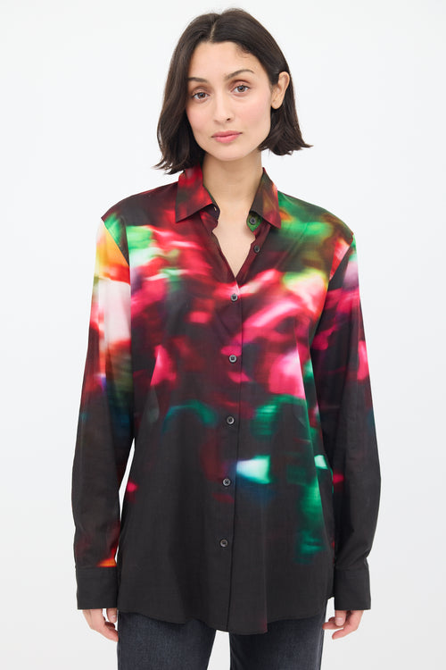 Dries Van Noten Black 
Multicolour Cotton Dyed Shirt