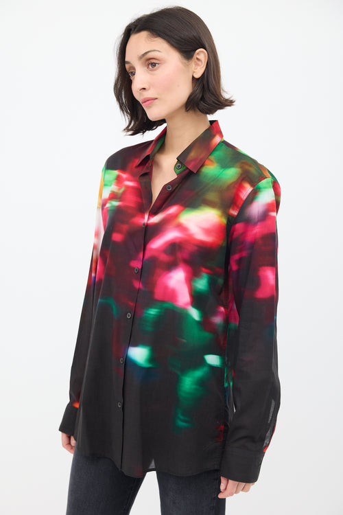 Dries Van Noten Black 
Multicolour Cotton Dyed Shirt