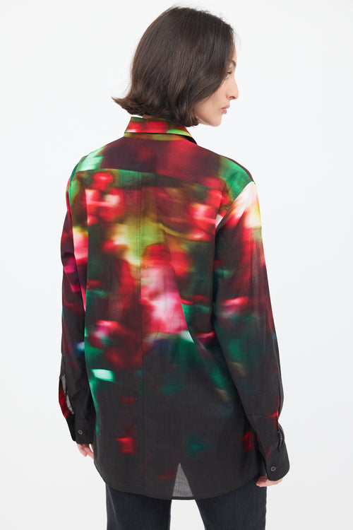 Dries Van Noten Black 
Multicolour Cotton Dyed Shirt