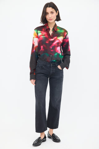 Dries Van Noten Black 
Multicolour Cotton Dyed Shirt