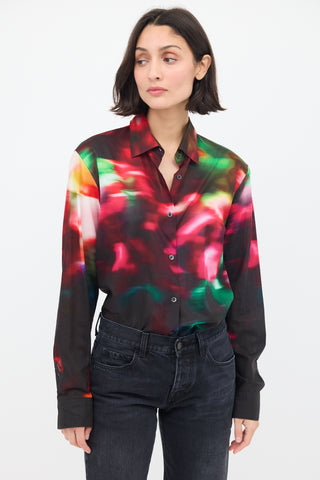 Dries Van Noten Black 
Multicolour Cotton Dyed Shirt